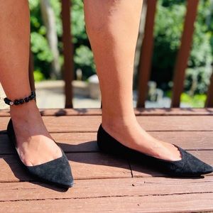 Giorgio Armani Suede Black Flats Pointed Toe Italy